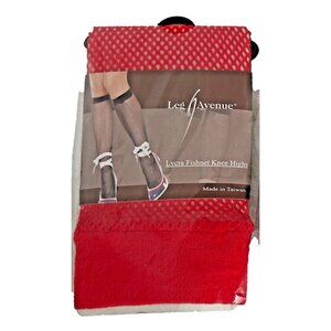 NEW in pack Vintage Red Fishnet Lace Knee Highs Leg Avenue Hustler Hollywood